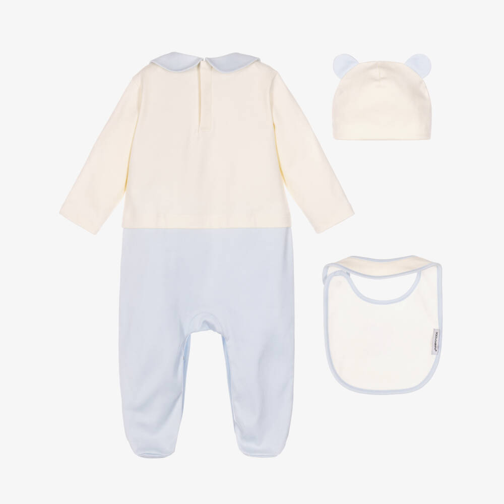 Dolce & Gabbana-Ivory & Blue Leopard Babysuit Gift Set | Childrensalon