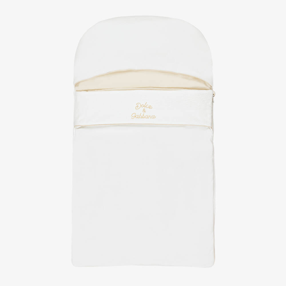 Dolce & Gabbana-Ivory Jersey Baby Nest with Gold Logo Embroidery (78cm) | Childrensalon