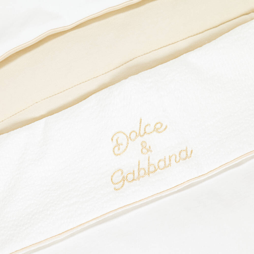 Dolce & Gabbana-Ivory Jersey Baby Nest with Gold Logo Embroidery (78cm) | Childrensalon