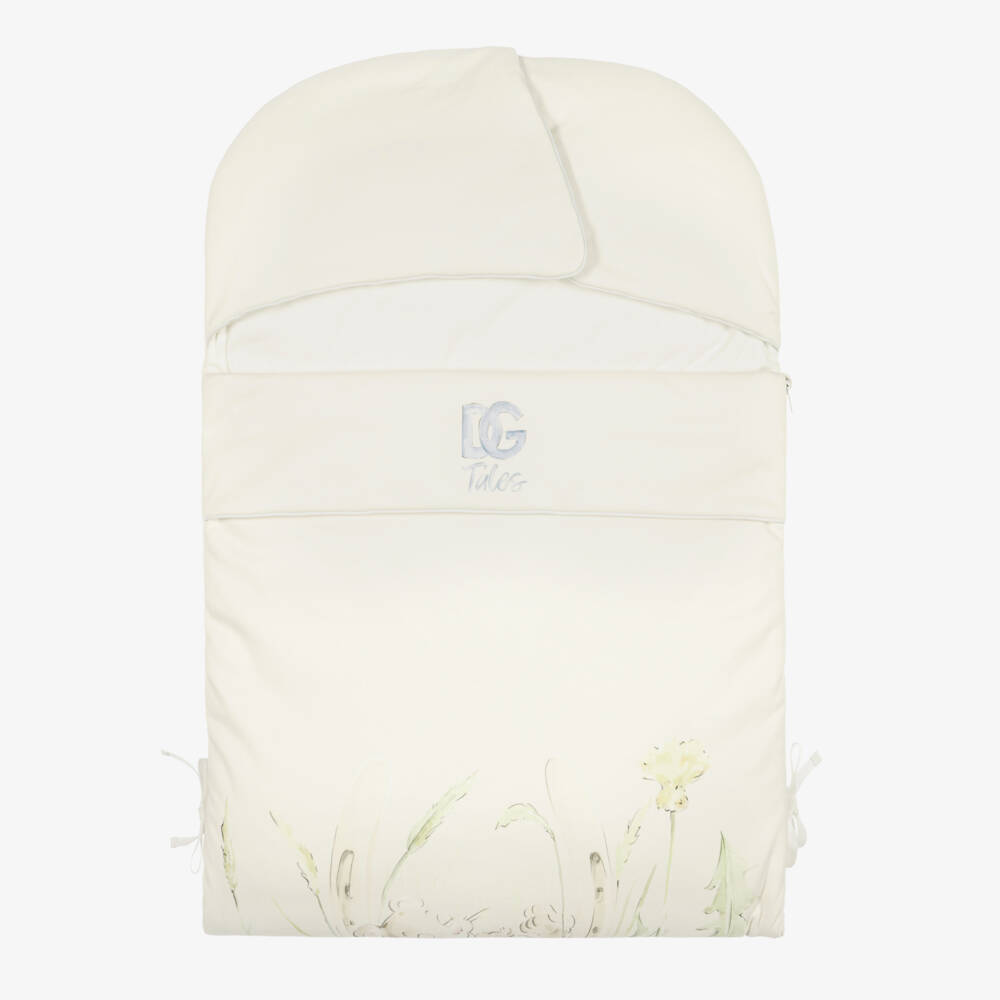 Dolce & Gabbana-Ivory Padded Cotton Baby Leopard Print Nest (83cm) | Childrensalon