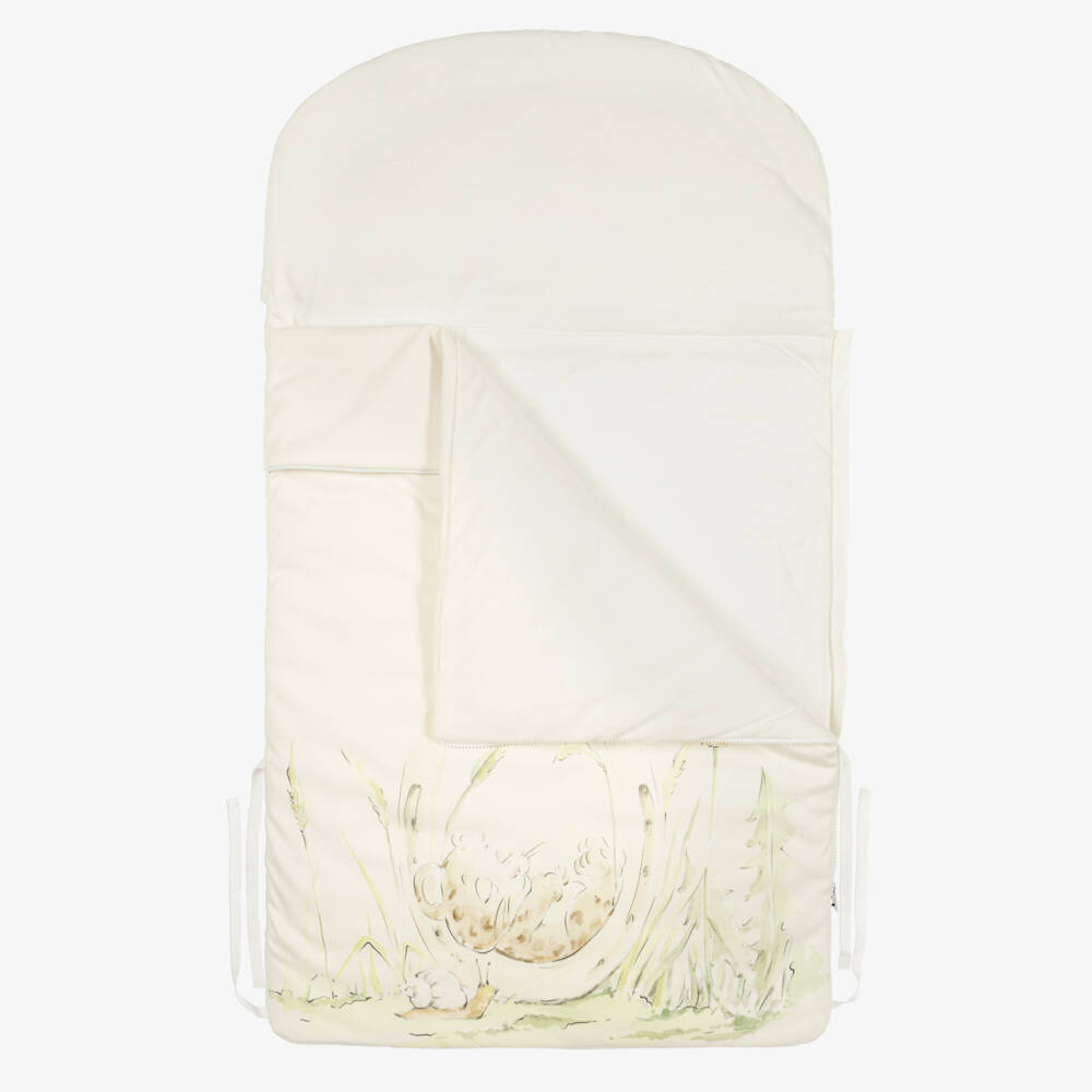 Dolce & Gabbana-Ivory Padded Cotton Baby Leopard Print Nest (83cm) | Childrensalon