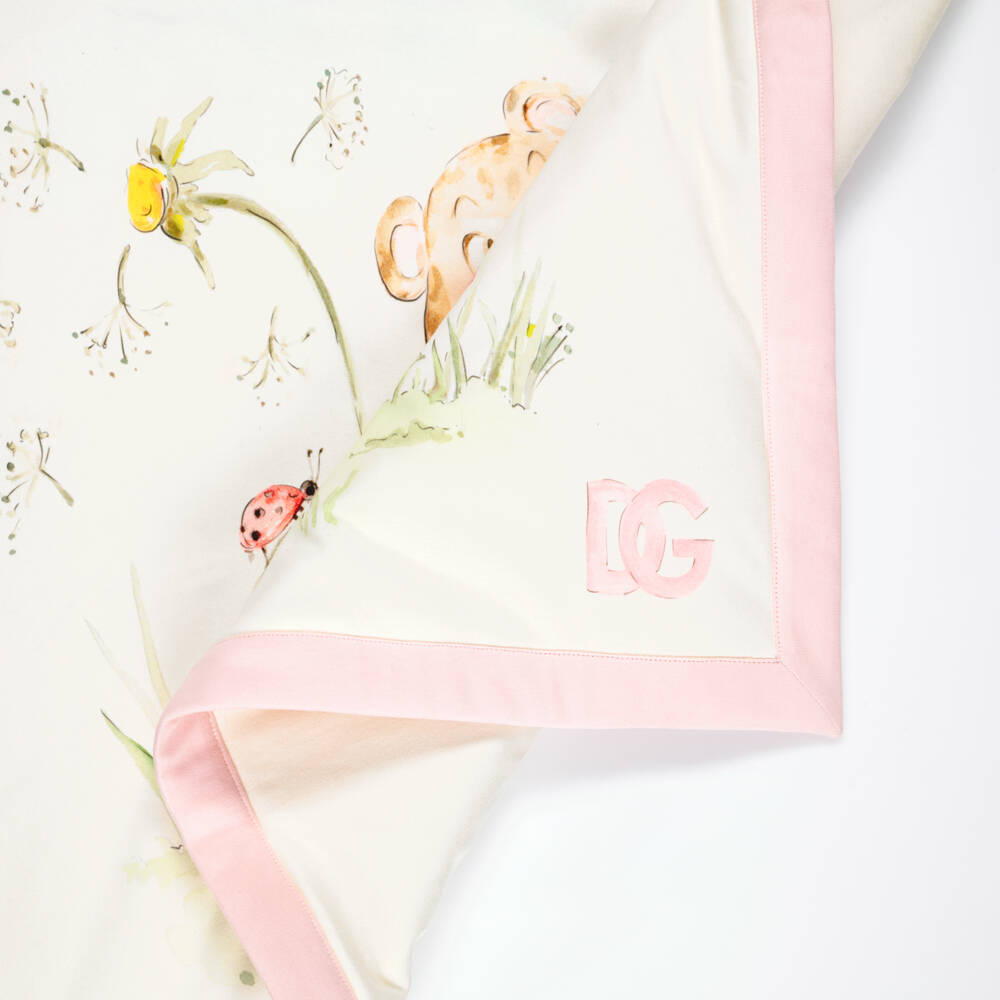 Dolce & Gabbana-Ivory & Pink Leopard Cub Padded Blanket (71cm) | Childrensalon