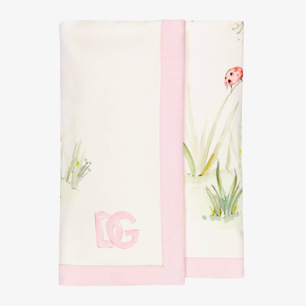 Dolce & Gabbana-Ivory & Pink Leopard Cub Padded Blanket (71cm) | Childrensalon