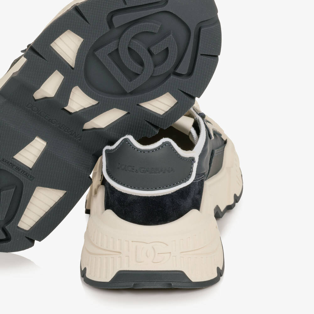 Dolce & Gabbana-Navy Blue Daymaster Trainers with Suede Trims | Childrensalon