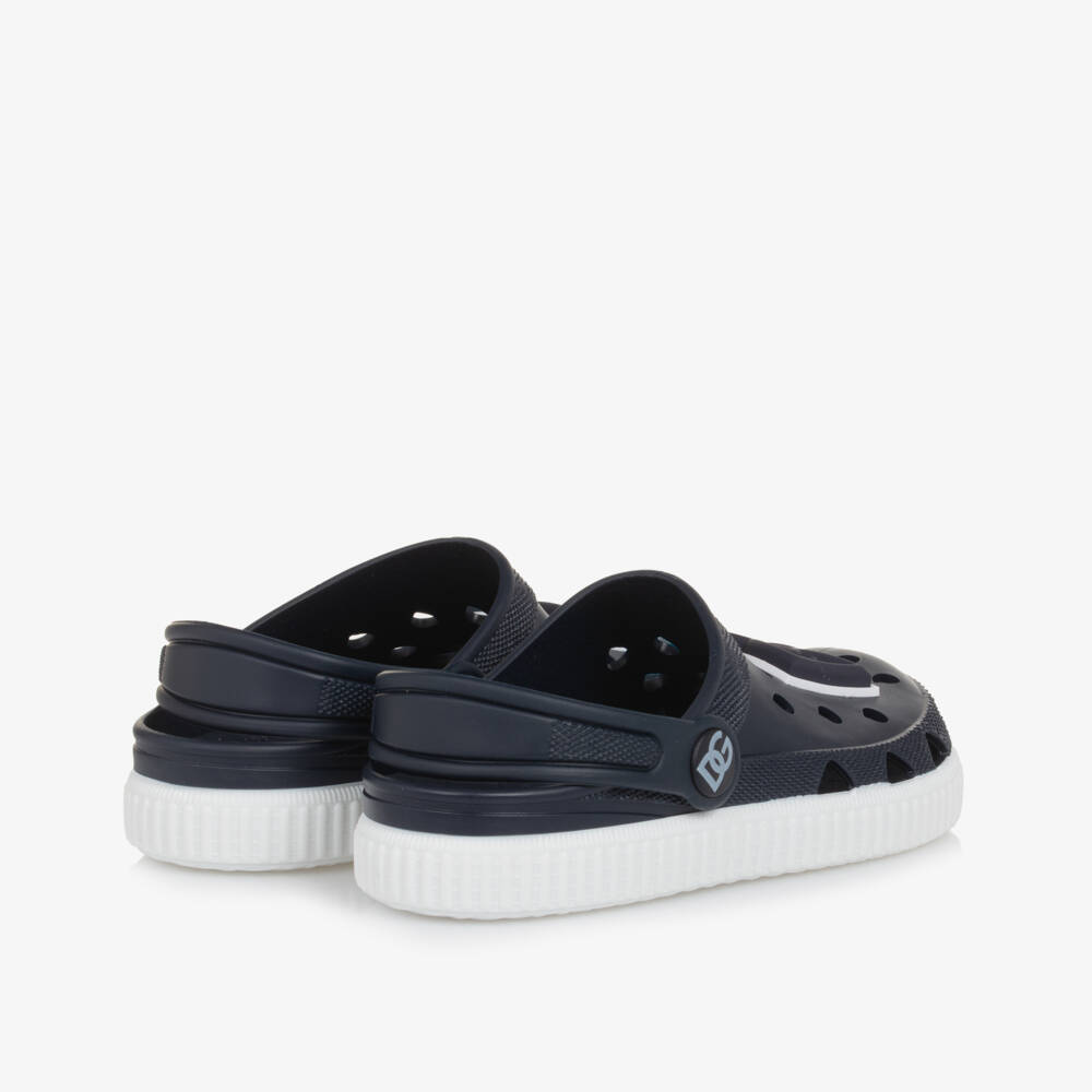 Dolce & Gabbana-Navy Blue DG Logo Clog Sandals | Childrensalon