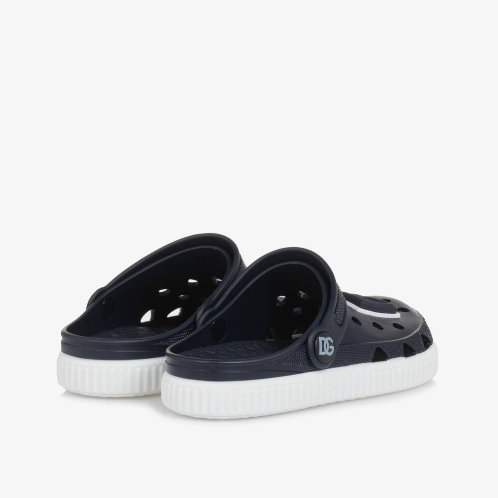Dolce & Gabbana-Navy Blue DG Logo Clog Sandals | Childrensalon