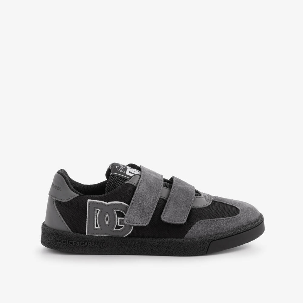 Dolce & Gabbana-Older Boys Grey Suede & Black Mesh DG Original Trainers | Childrensalon