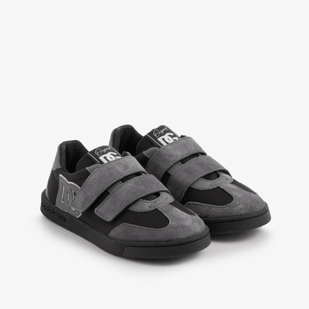 Dolce & Gabbana-Older Boys Grey Suede & Black Mesh DG Original Trainers | Childrensalon