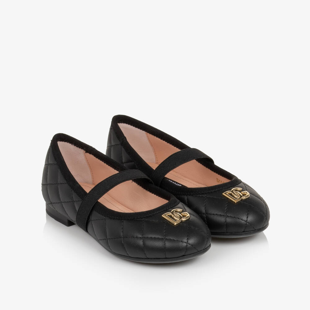Dolce & Gabbana-Older Girls Black Quilted Leather Pumps | Childrensalon