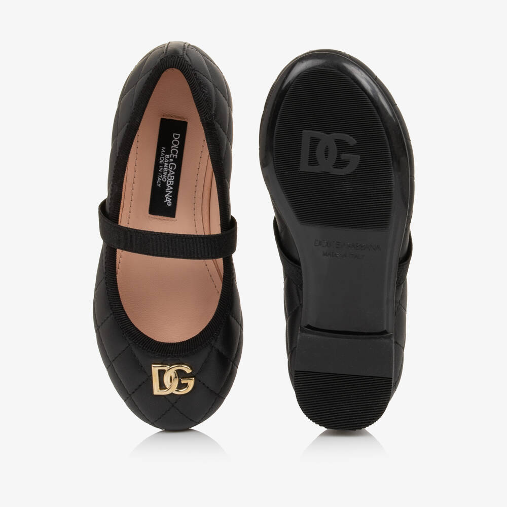 Dolce & Gabbana-Older Girls Black Quilted Leather Pumps | Childrensalon