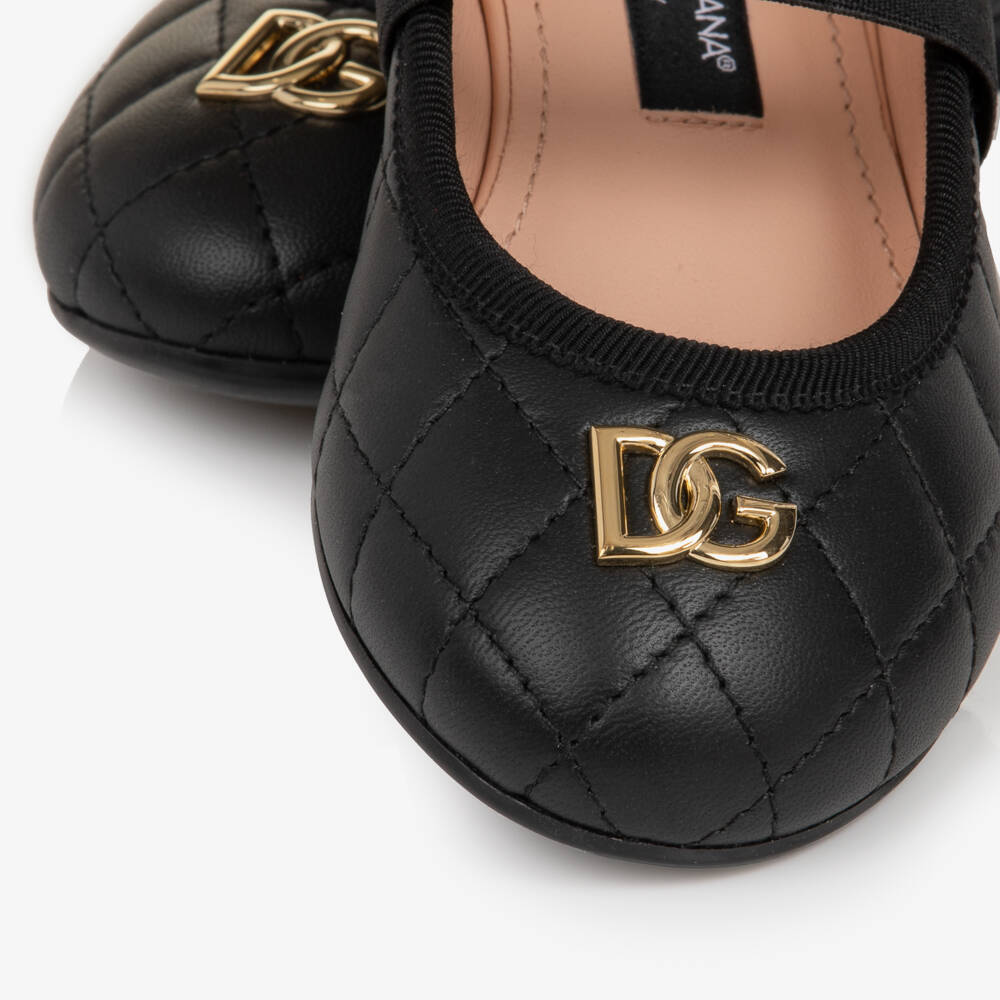 Dolce & Gabbana-Older Girls Black Quilted Leather Pumps | Childrensalon