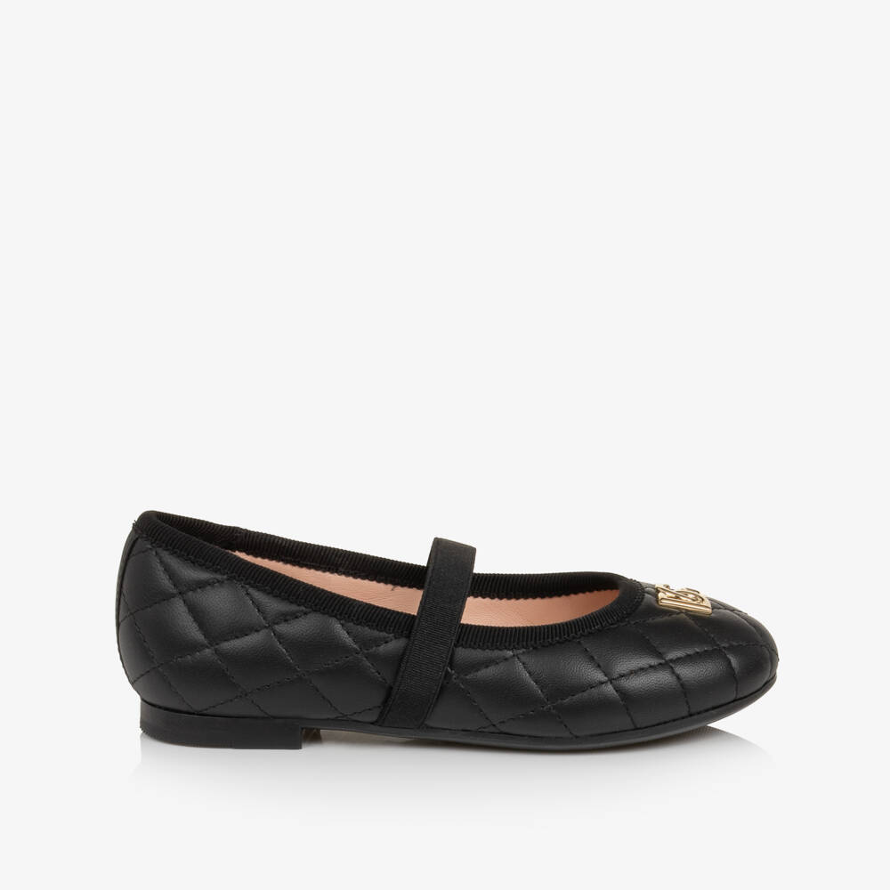 Dolce & Gabbana-Older Girls Black Quilted Leather Pumps | Childrensalon