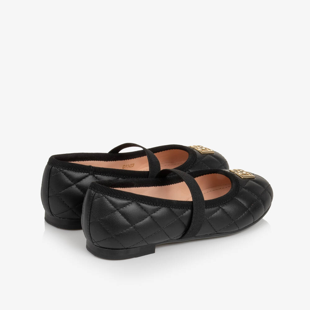 Dolce & Gabbana-Older Girls Black Quilted Leather Pumps | Childrensalon