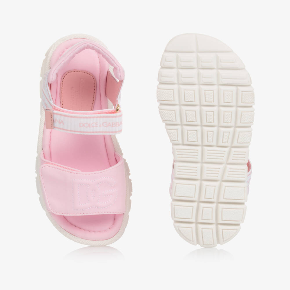 Dolce & Gabbana-Pale Pink Velcro Sandals | Childrensalon