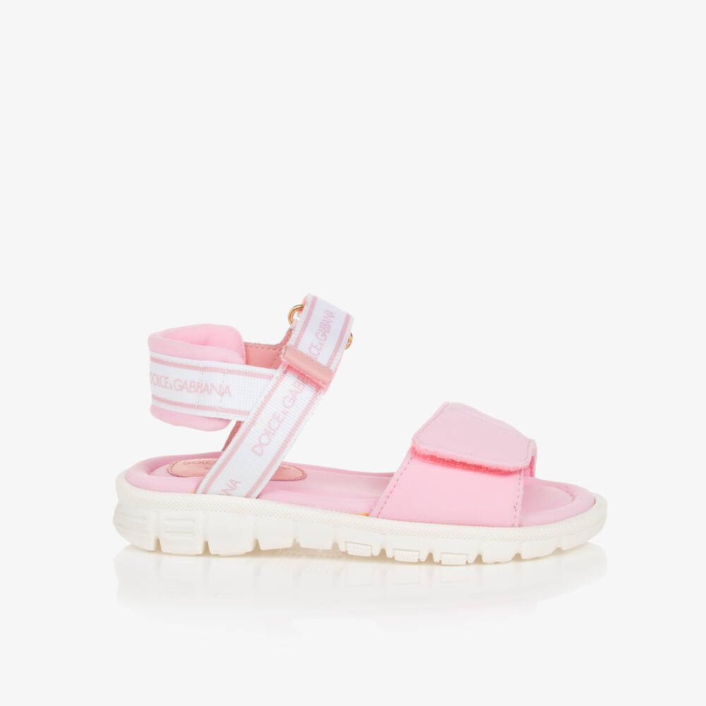 Dolce & Gabbana-Pale Pink Velcro Sandals | Childrensalon