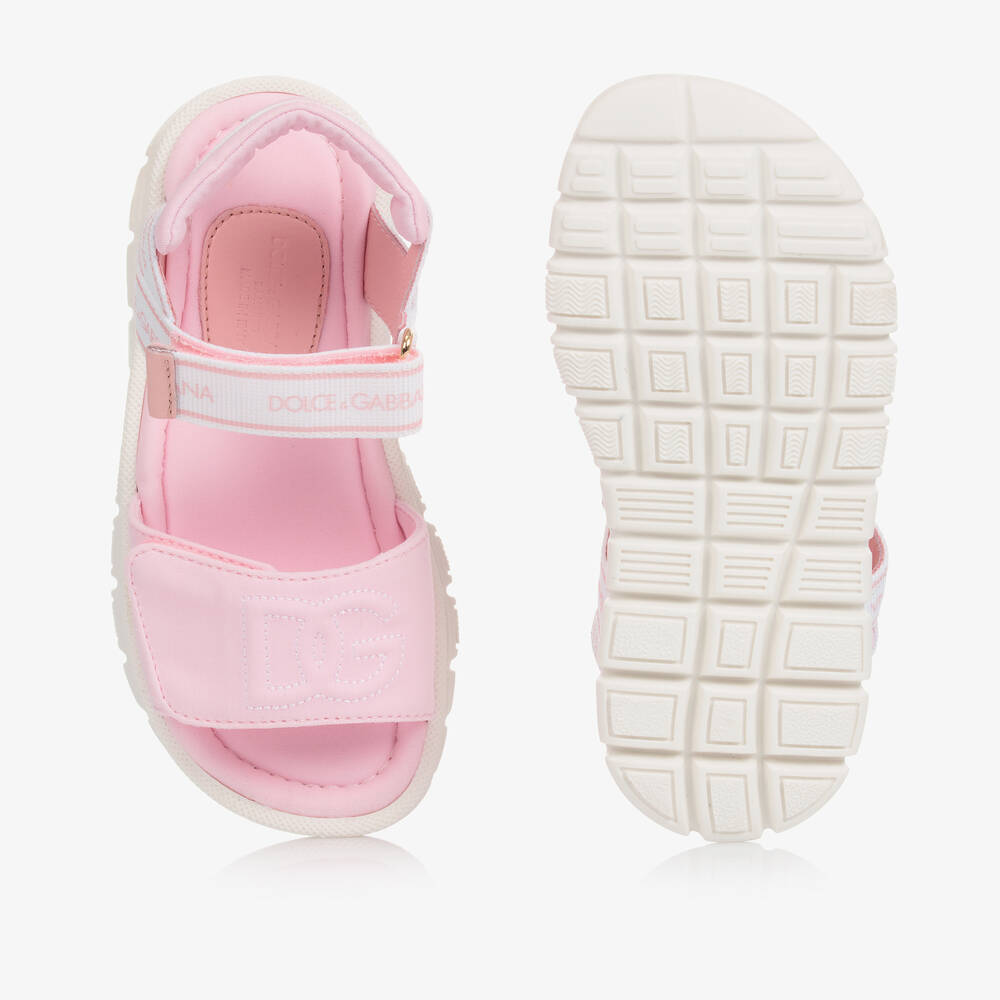 Dolce & Gabbana-Pale Pink Velcro Sandals | Childrensalon