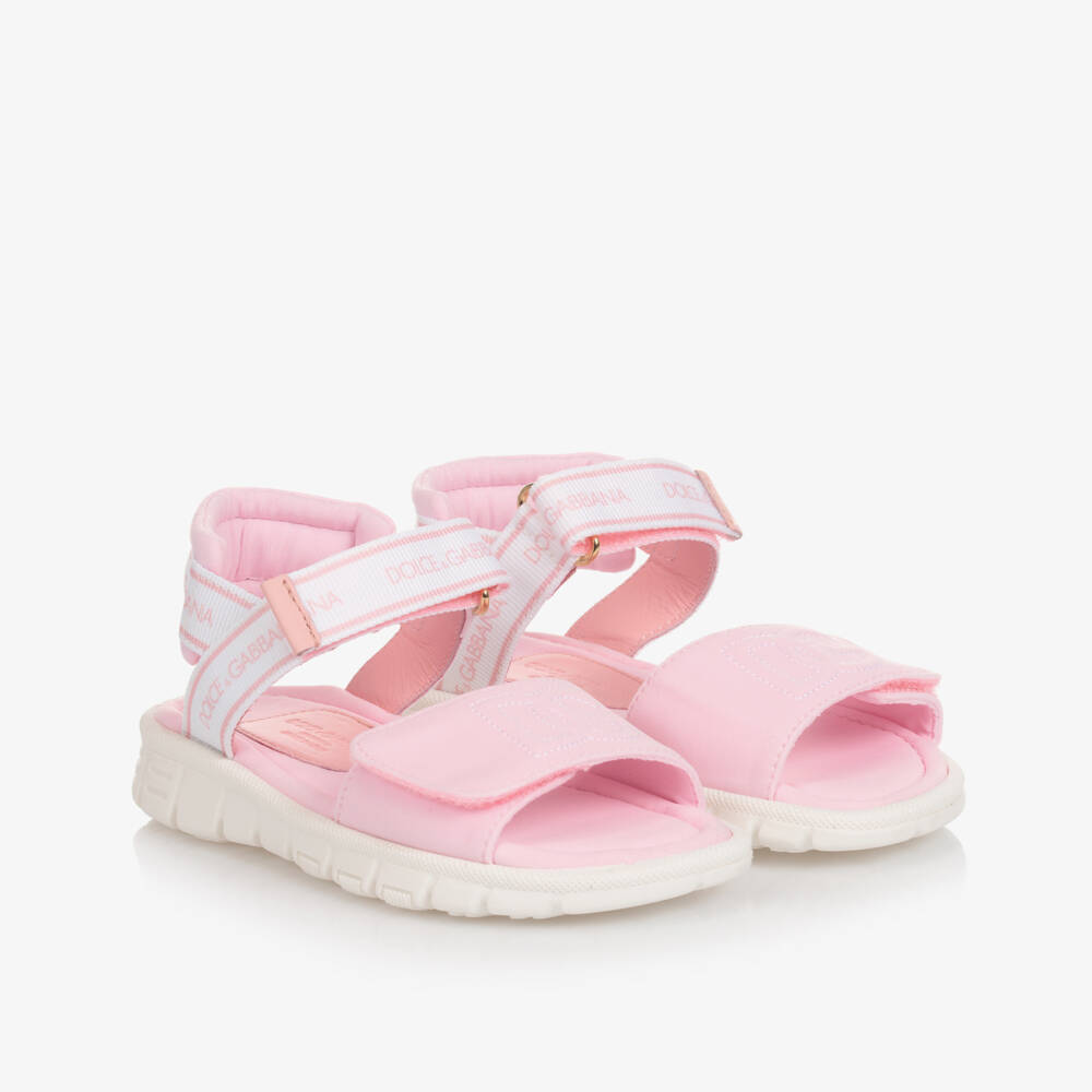 Dolce & Gabbana-Pale Pink Velcro Sandals | Childrensalon