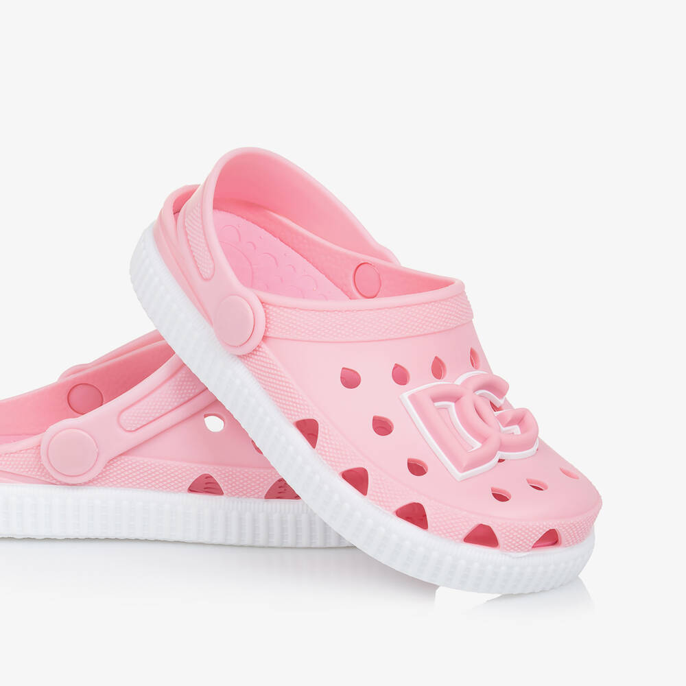 Dolce & Gabbana-Pink DG Logo Clog Sandals | Childrensalon