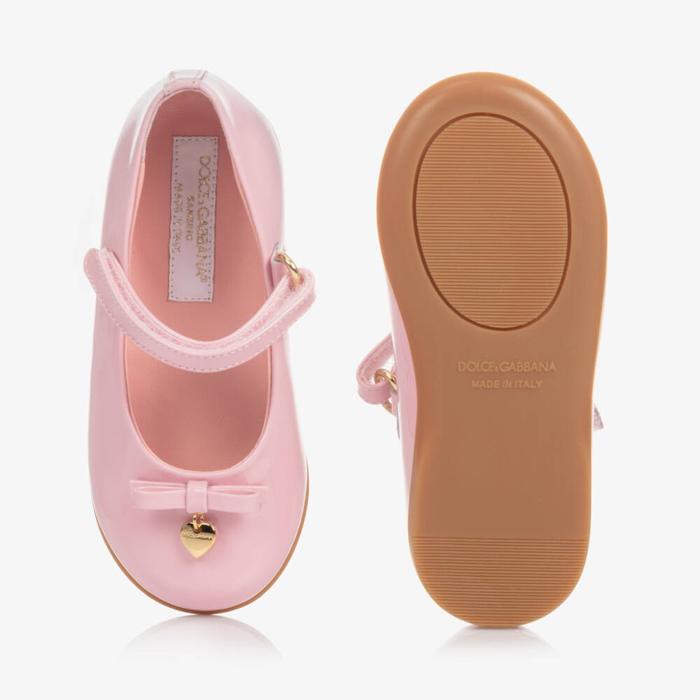 Dolce & Gabbana-Pink Patent Leather Shoes With Heart Charm | Childrensalon