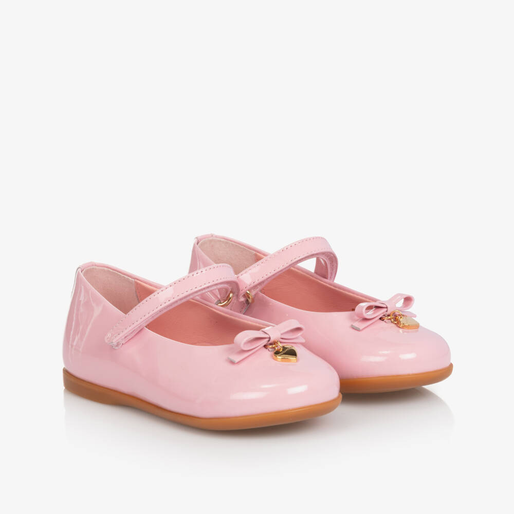 Dolce & Gabbana-Pink Patent Leather Shoes With Heart Charm | Childrensalon