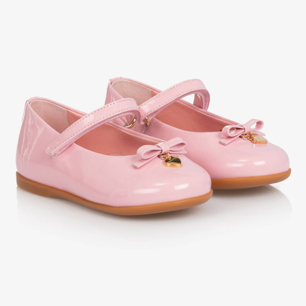 Dolce & Gabbana-Pink Patent Leather Shoes With Heart Charm | Childrensalon
