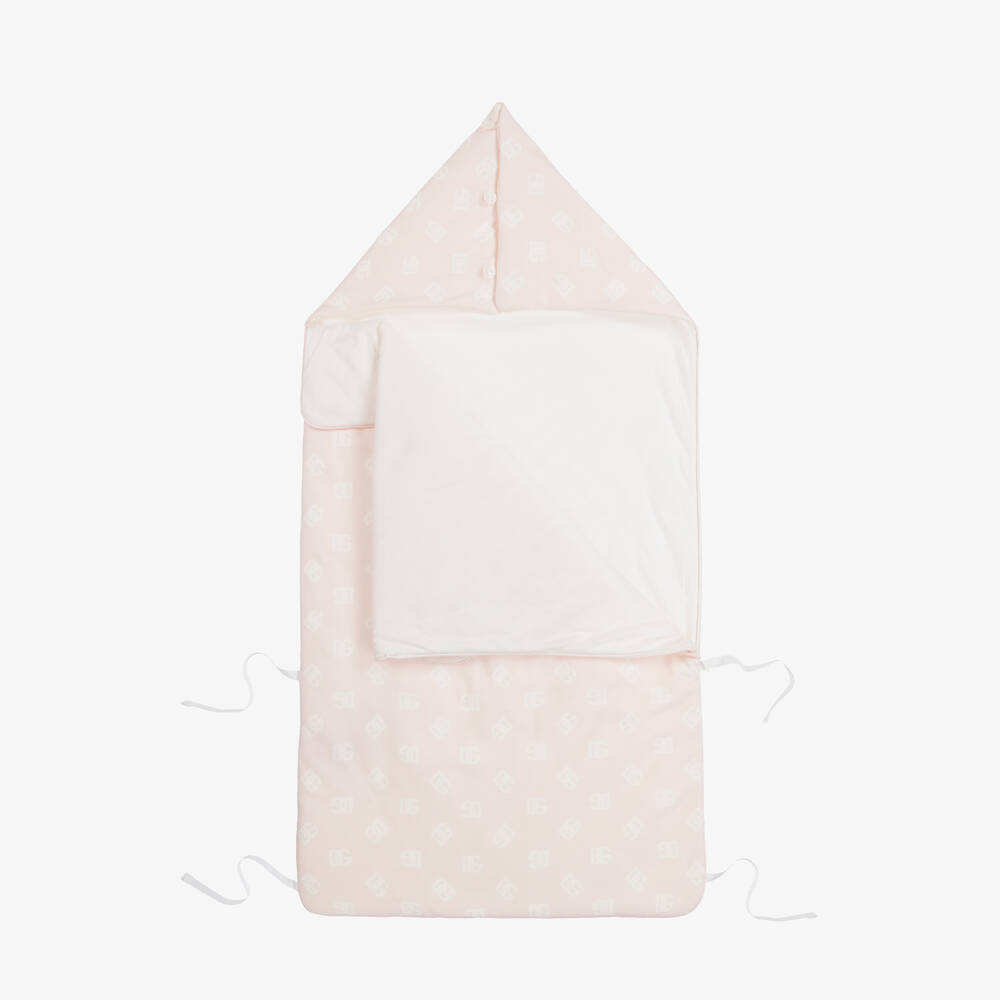 Dolce & Gabbana-بيبي نيست بلوغو قطن لون أبيض وزهري للمولودات (80 سم) | Childrensalon