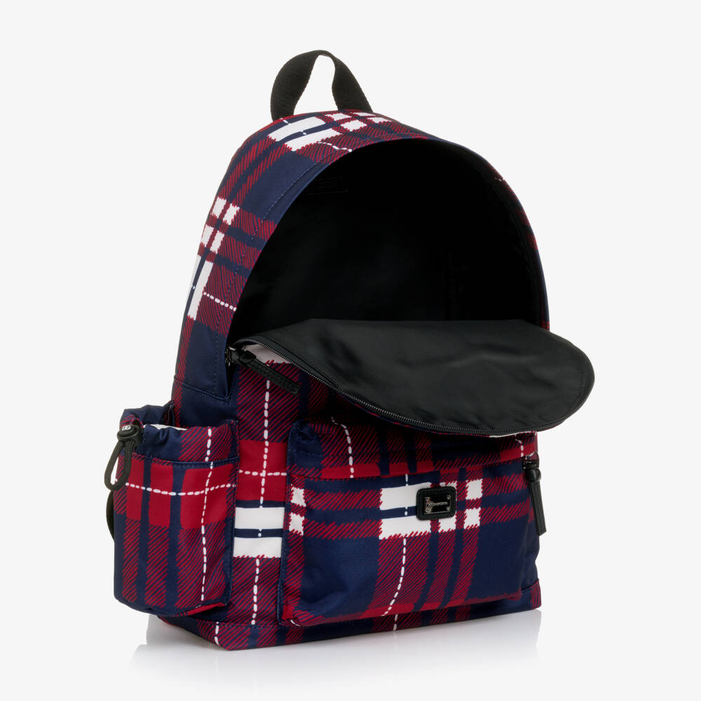 Dolce & Gabbana-Red & Blue Tartan Canvas Backpack (40cm) | Childrensalon