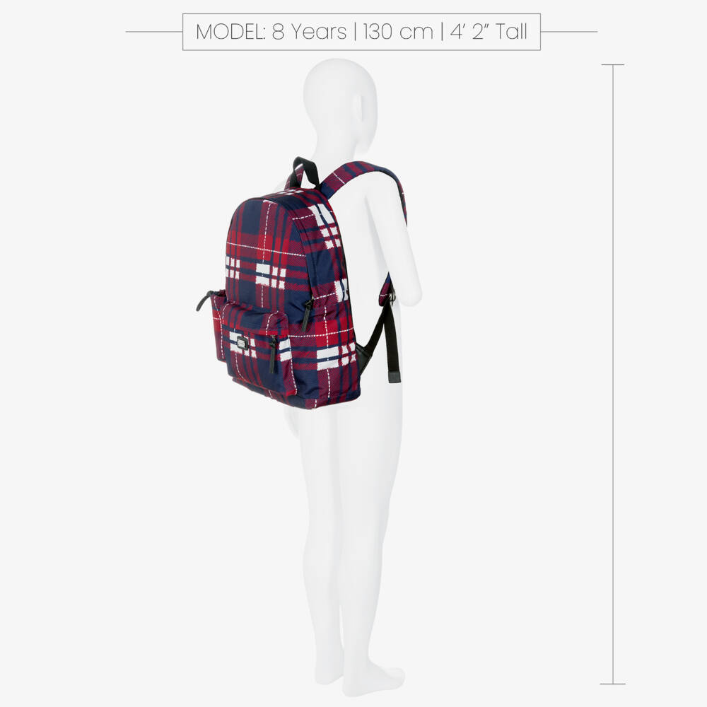 Dolce & Gabbana-Red & Blue Tartan Canvas Backpack (40cm) | Childrensalon