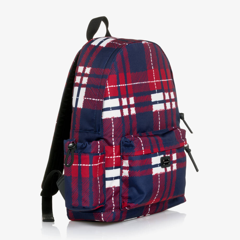 Dolce & Gabbana-Red & Blue Tartan Canvas Backpack (40cm) | Childrensalon
