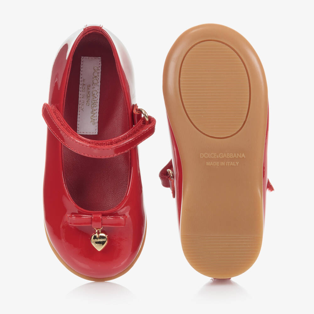 Dolce & Gabbana-حذاء أطفال بناتي جلد لامع لون أحمر | Childrensalon