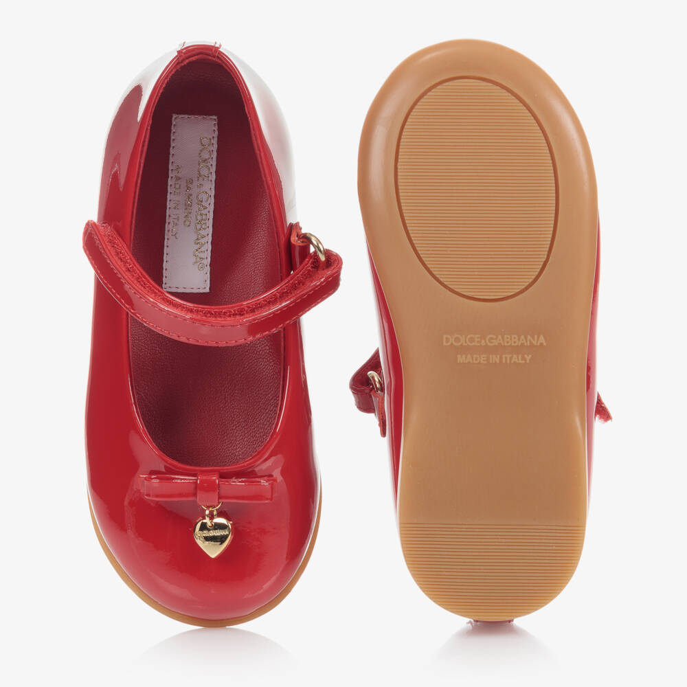 Dolce & Gabbana-Red Patent Leather Shoes With Heart Charm | Childrensalon