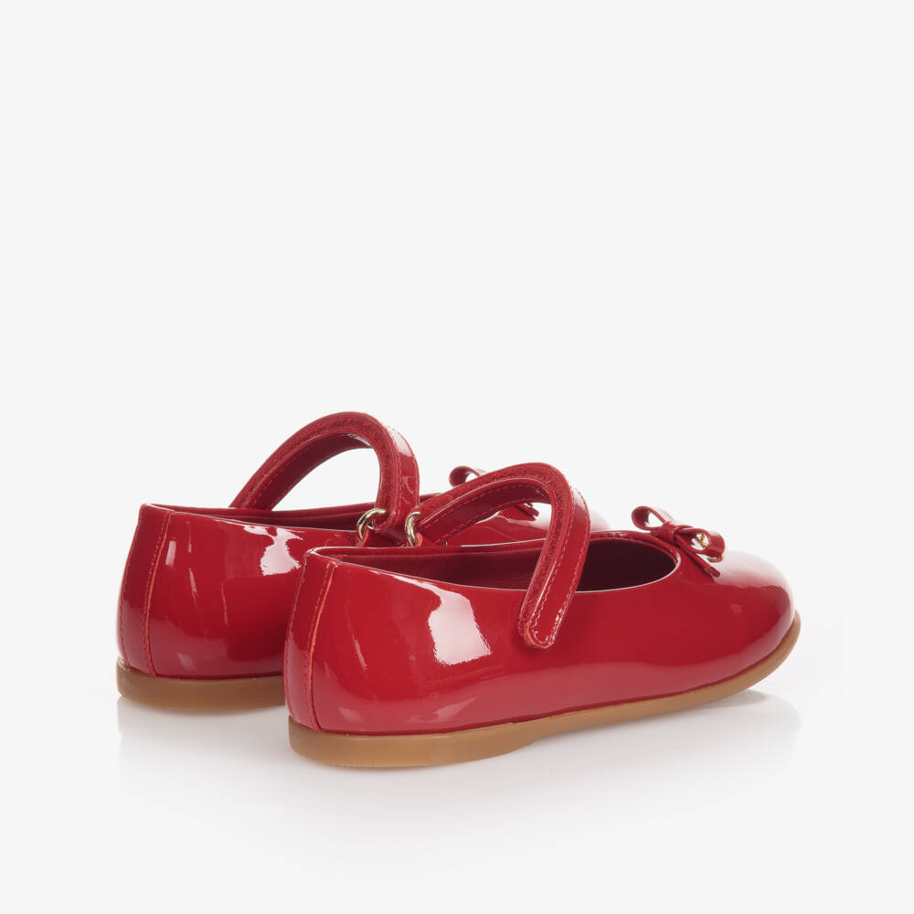 Dolce & Gabbana-حذاء أطفال بناتي جلد لامع لون أحمر | Childrensalon