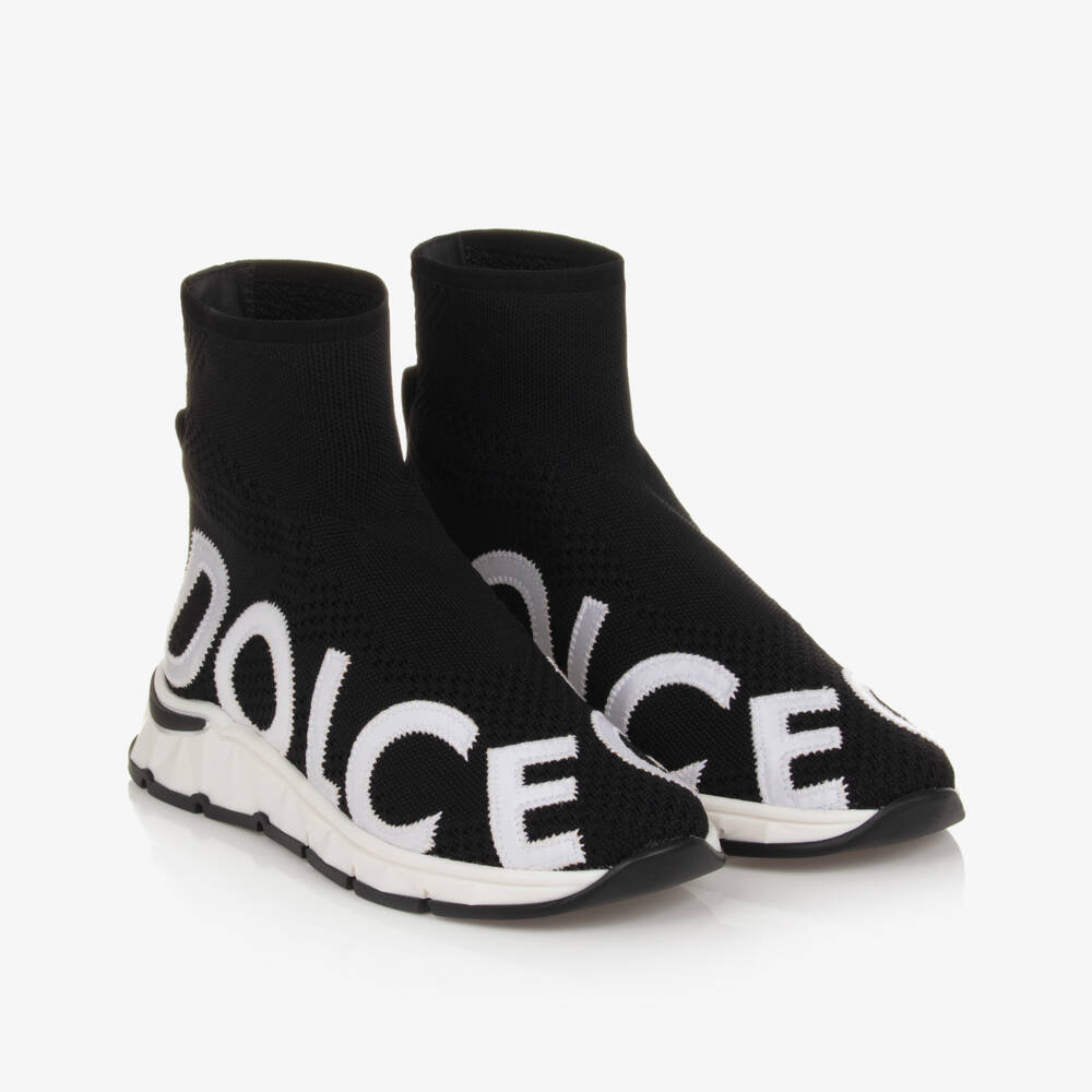 Dolce & Gabbana-Teen Black Sock Trainers | Childrensalon