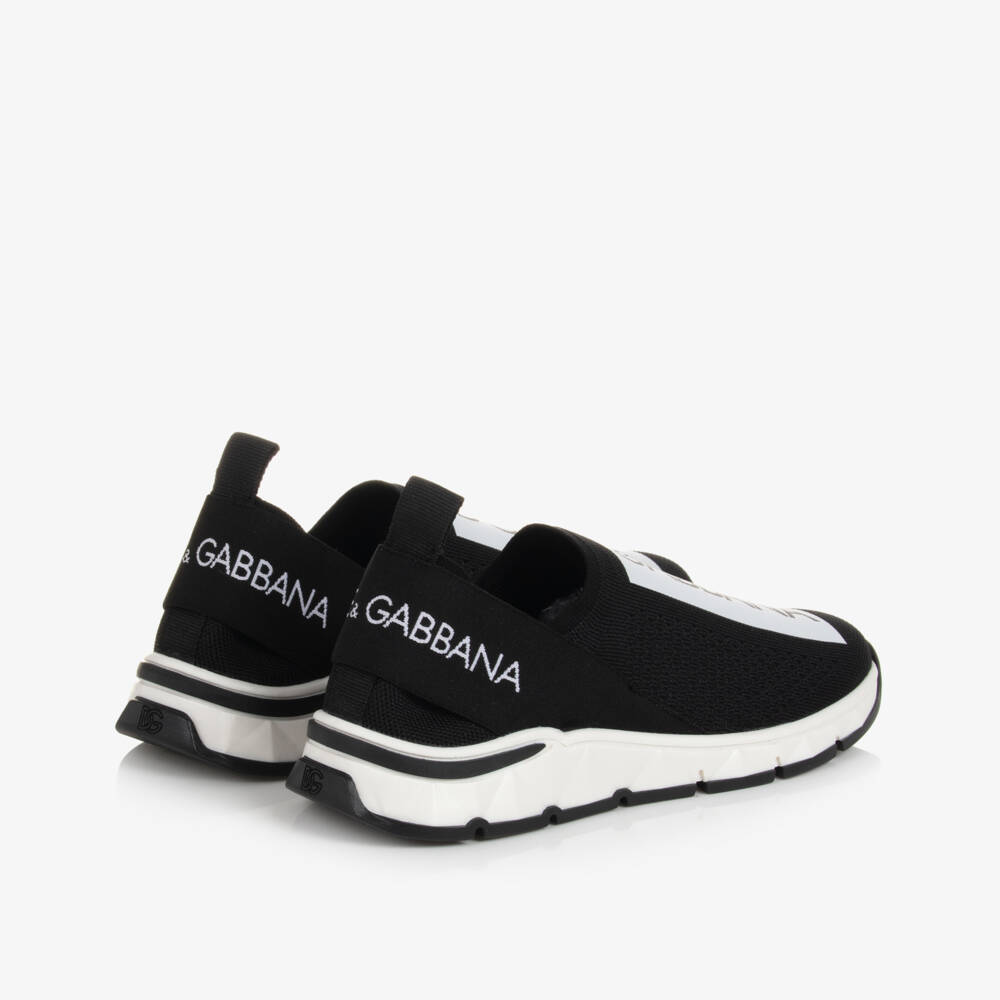 Dolce & Gabbana-Teen Black & White Slip-On Trainers | Childrensalon