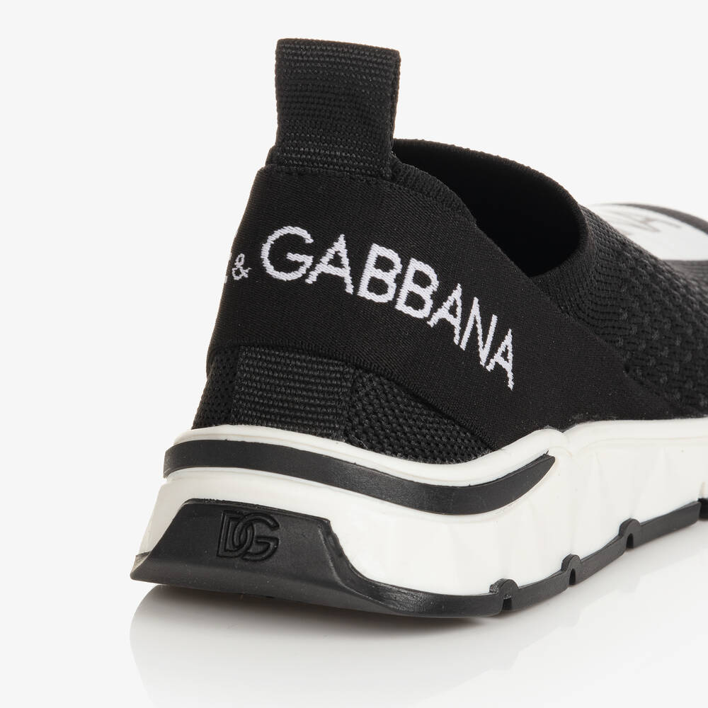 Dolce & Gabbana-Teen Black & White Slip-On Trainers | Childrensalon