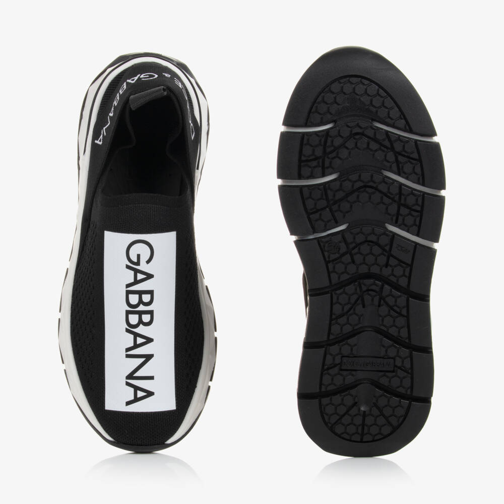 Dolce & Gabbana-Teen Black & White Slip-On Trainers | Childrensalon