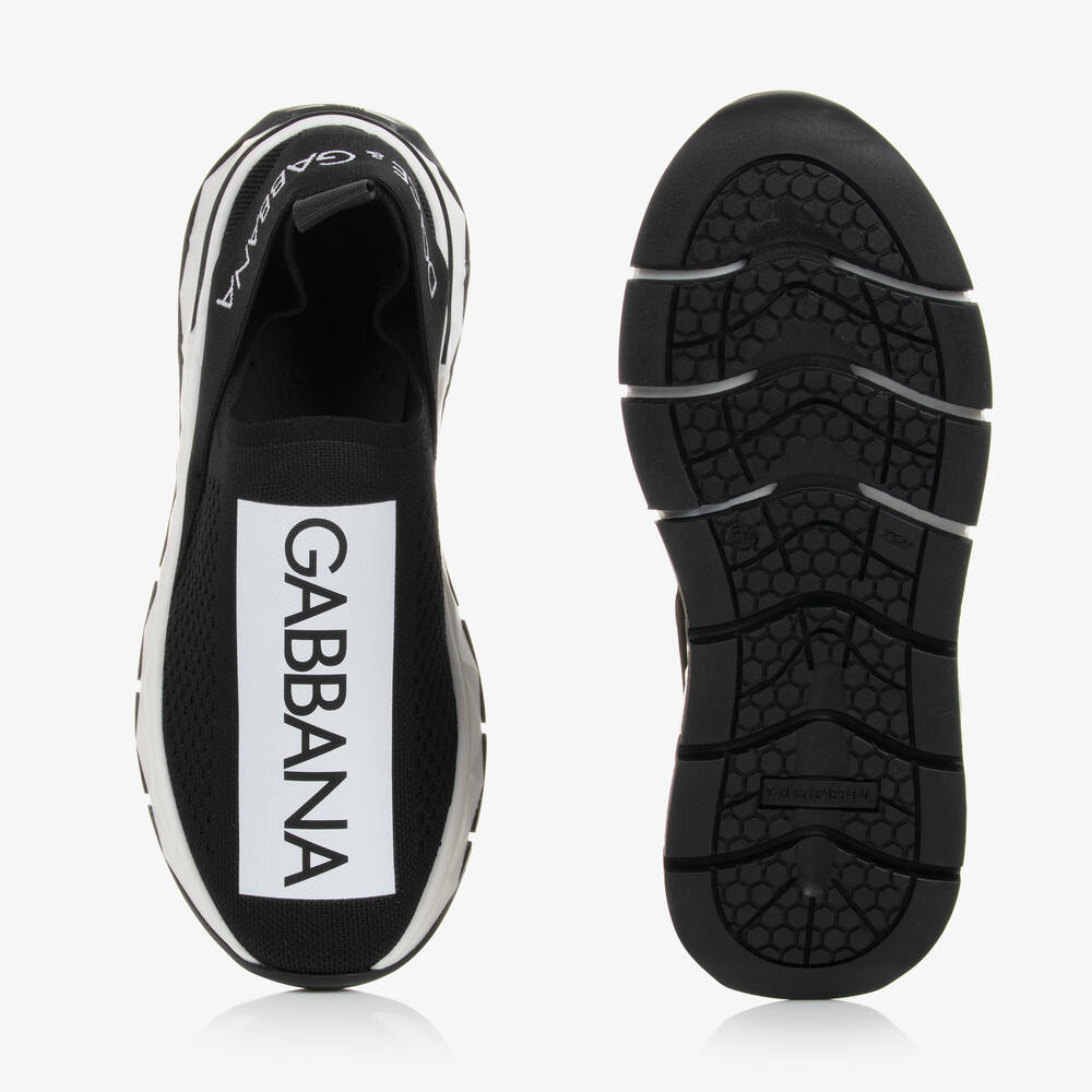 Dolce & Gabbana-Teen Black & White Slip-On Trainers | Childrensalon