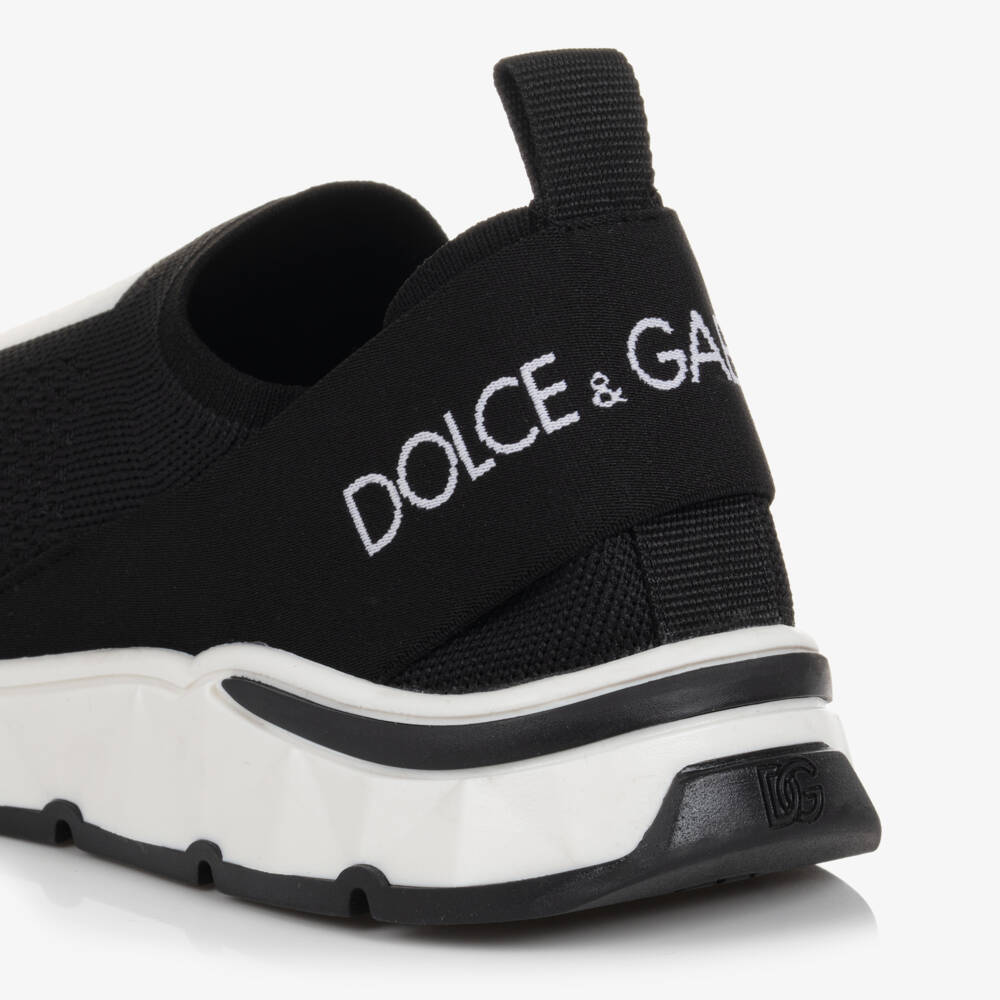 Dolce & Gabbana-Teen Black & White Slip-On Trainers | Childrensalon