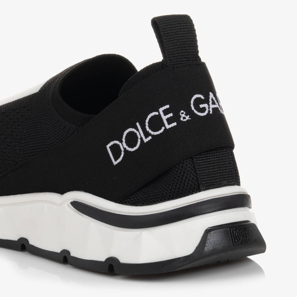 Dolce & Gabbana-Teen Black & White Slip-On Trainers | Childrensalon
