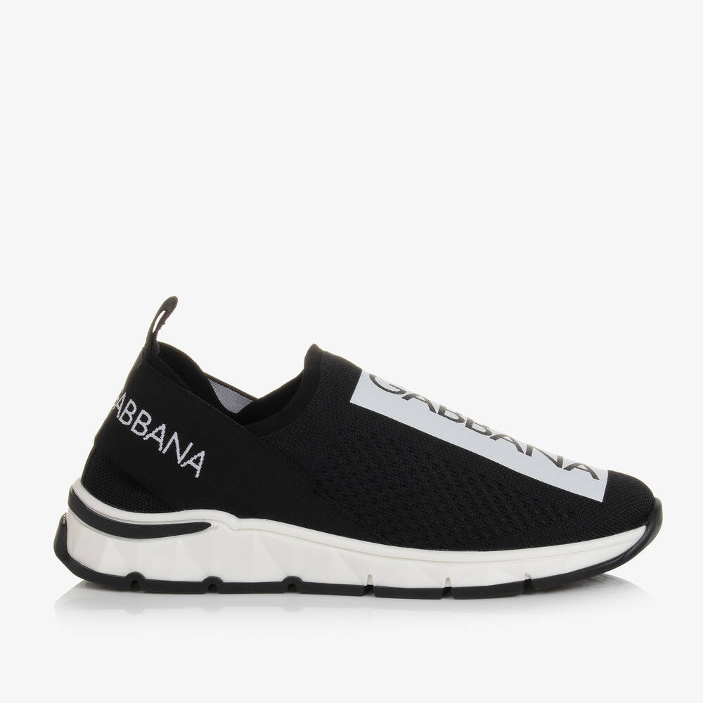 Dolce & Gabbana-Teen Black & White Slip-On Trainers | Childrensalon