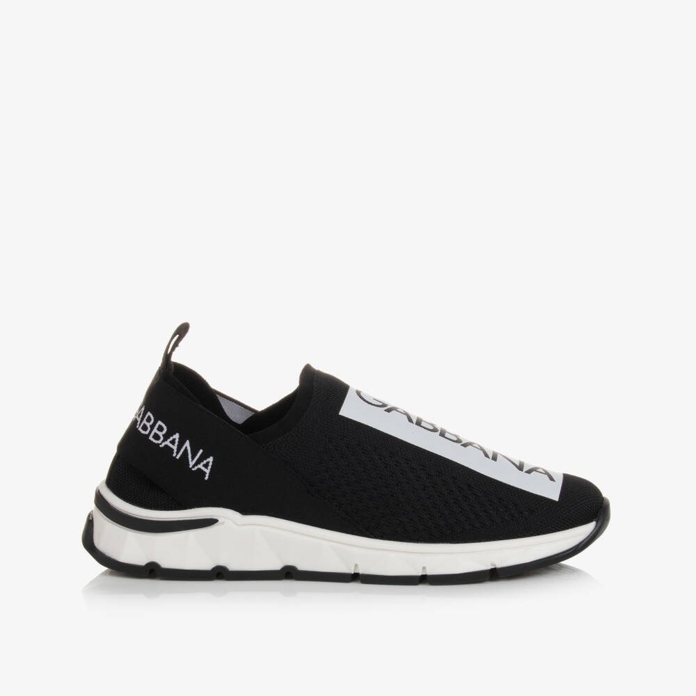 Dolce & Gabbana-Teen Black & White Slip-On Trainers | Childrensalon