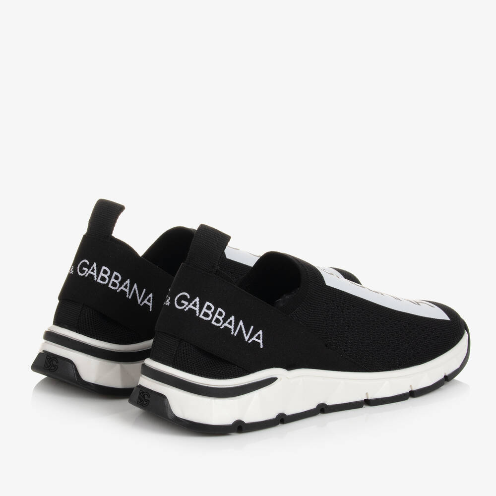Dolce & Gabbana-Teen Black & White Slip-On Trainers | Childrensalon