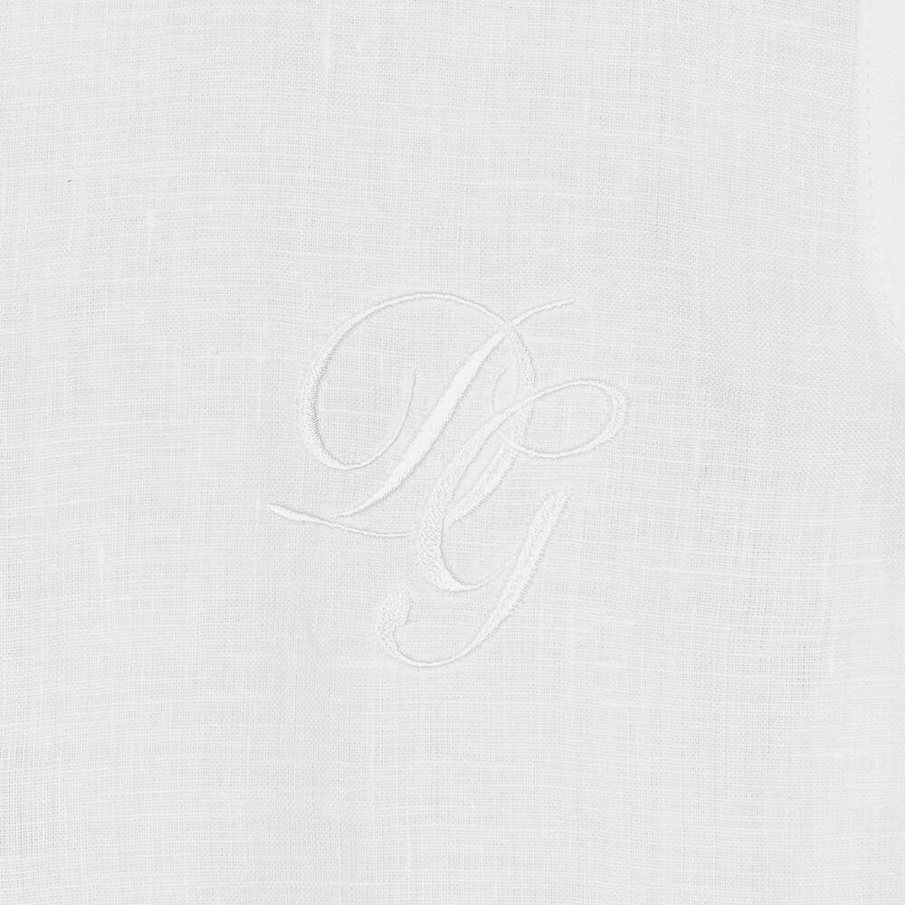 Dolce & Gabbana-قميص تينز ولادي كتان لون أبيض | Childrensalon