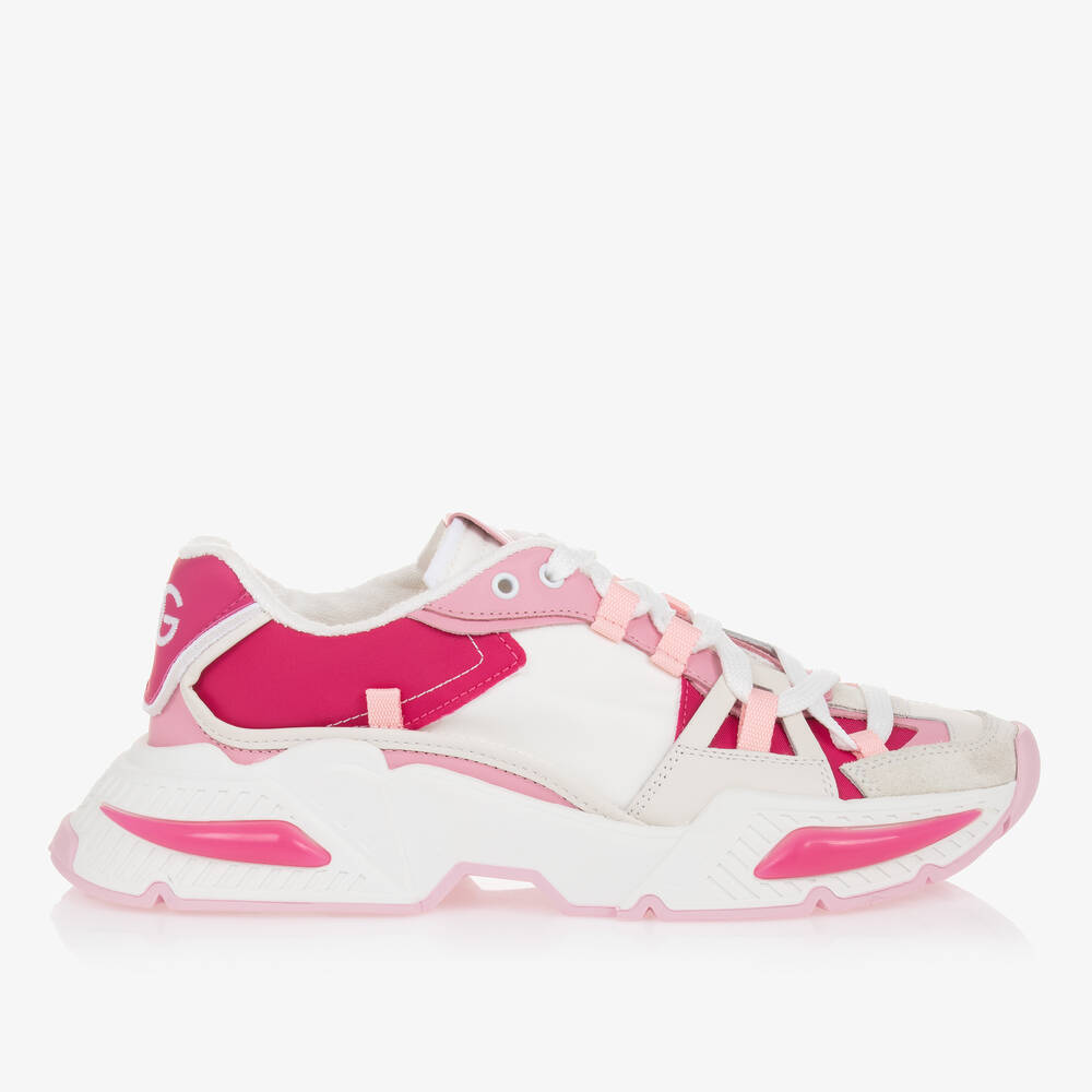 Dolce & Gabbana-Teen Girls Pink & White Airmaster Trainers | Childrensalon