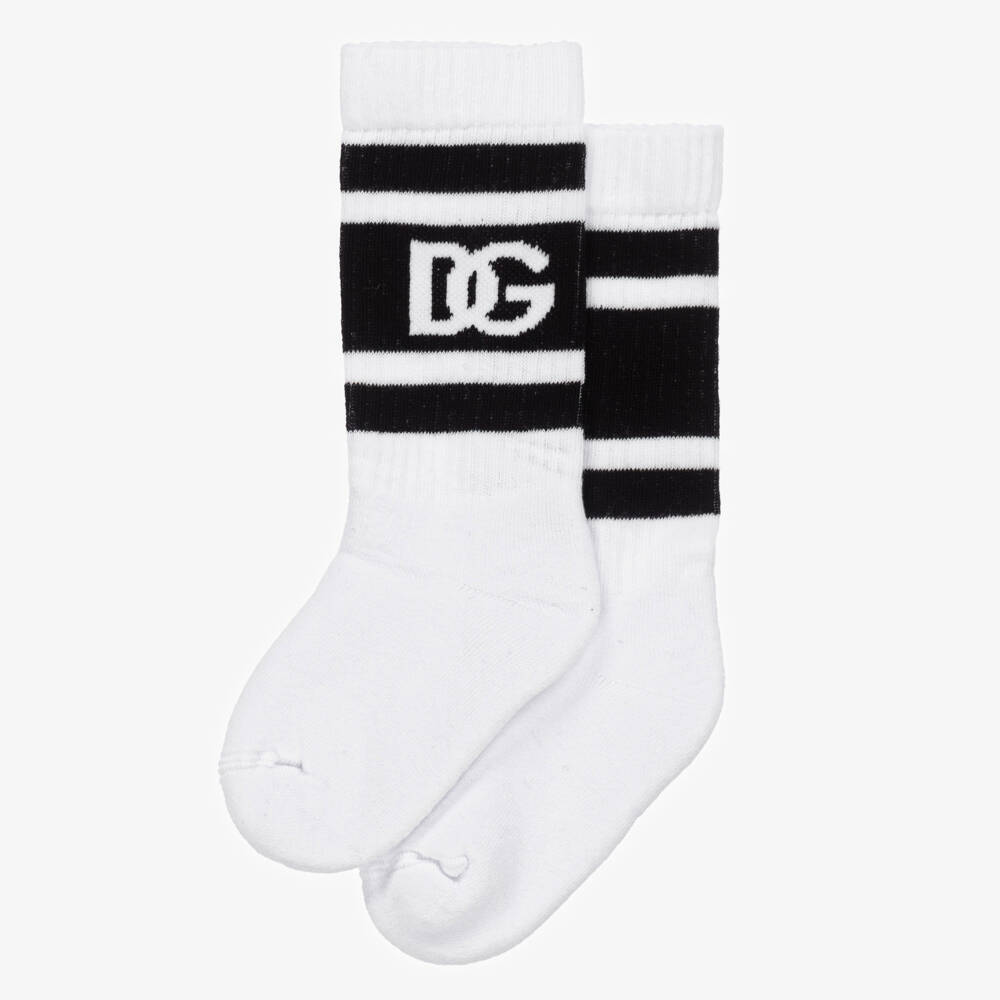 Dolce & Gabbana-جوارب بشعار DG قطن لون أبيض وأسود | Childrensalon