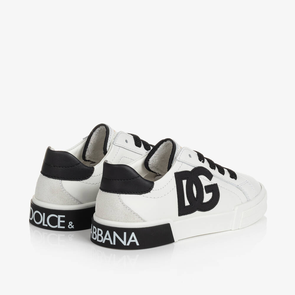 Dolce & Gabbana-حذاء رياضي بورتوفينو لون أبيض وأسود للأولاد | Childrensalon
