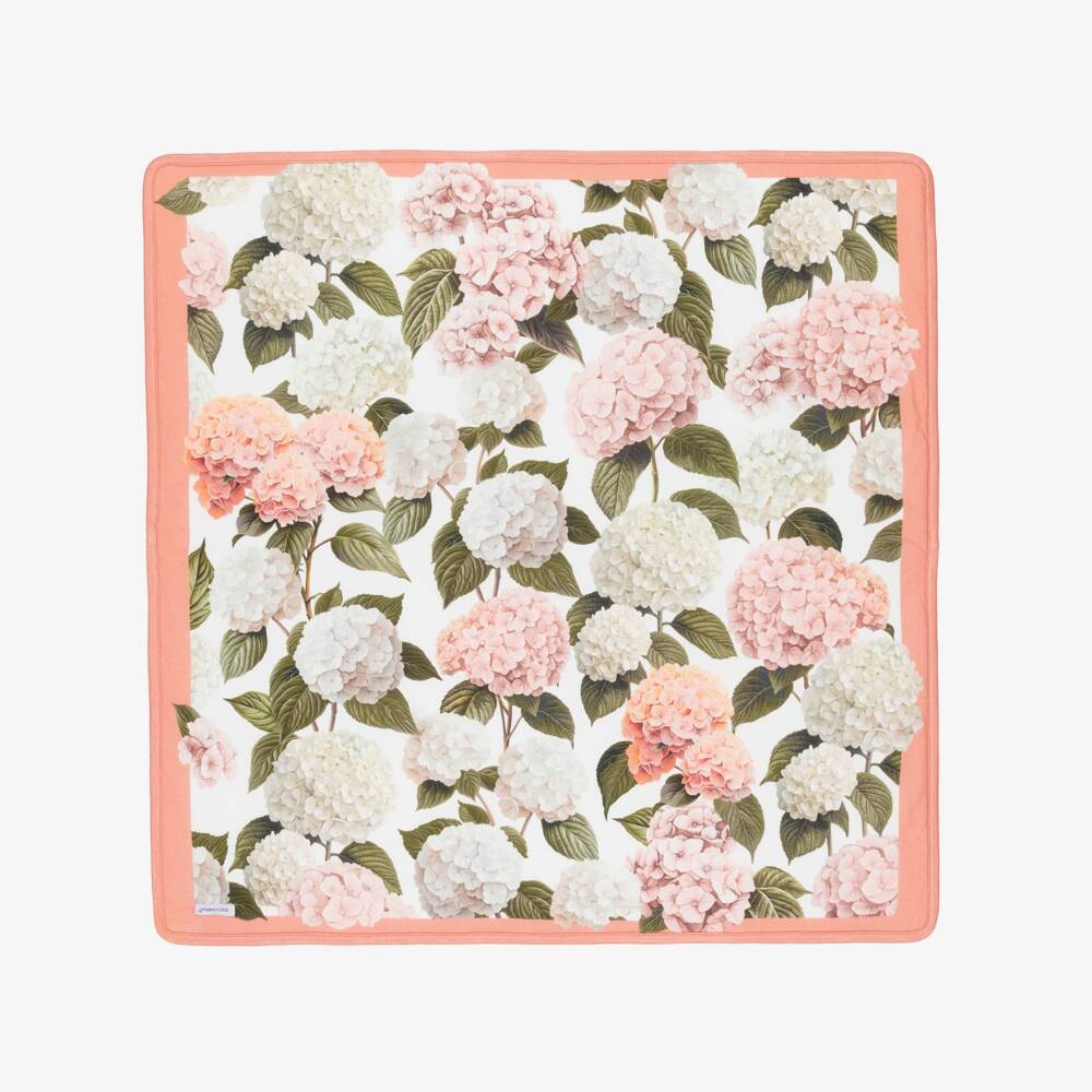 Dolce & Gabbana-White Cotton Hydrangea Print Padded Blanket (71cm) | Childrensalon
