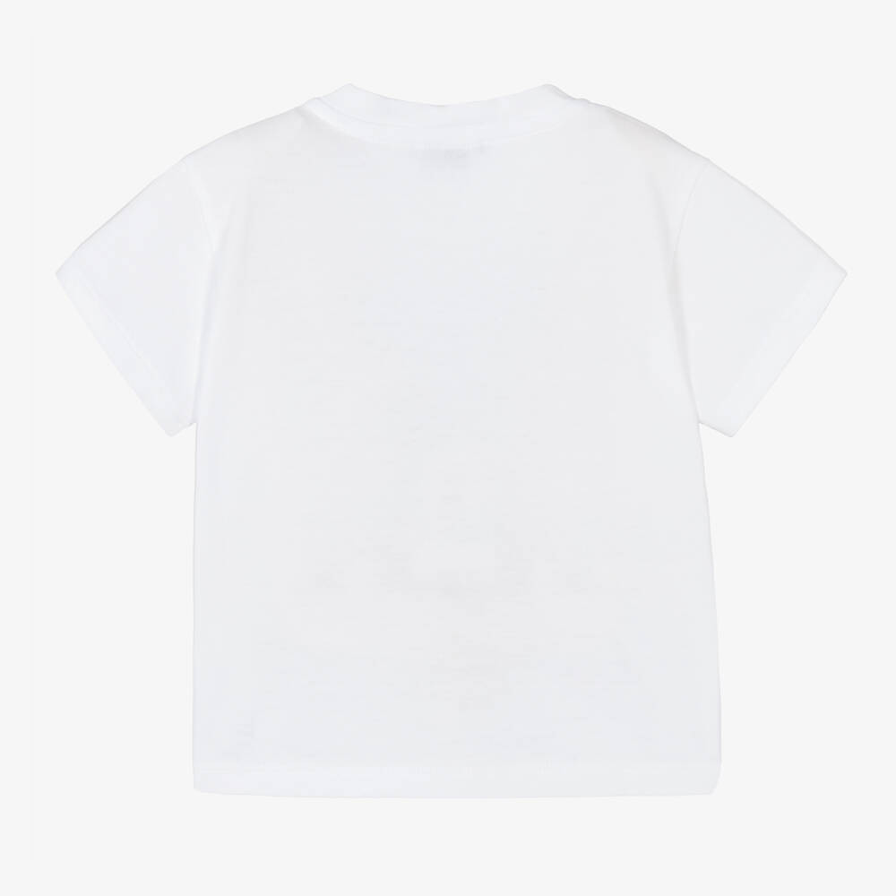 Dolce & Gabbana-White Cotton Milano Logo Baby T-Shirt | Childrensalon