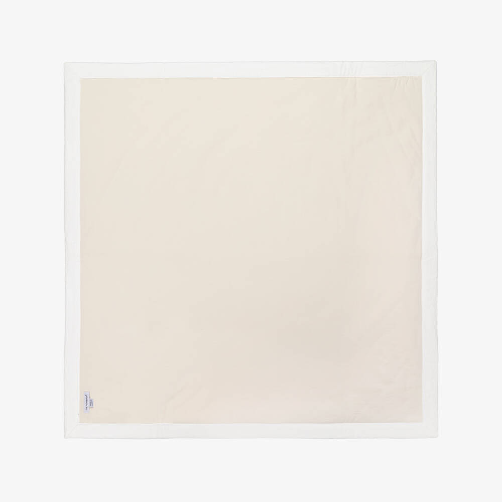 Dolce & Gabbana-White Cotton Padded Blanket with Gold Embroidery (72cm) | Childrensalon