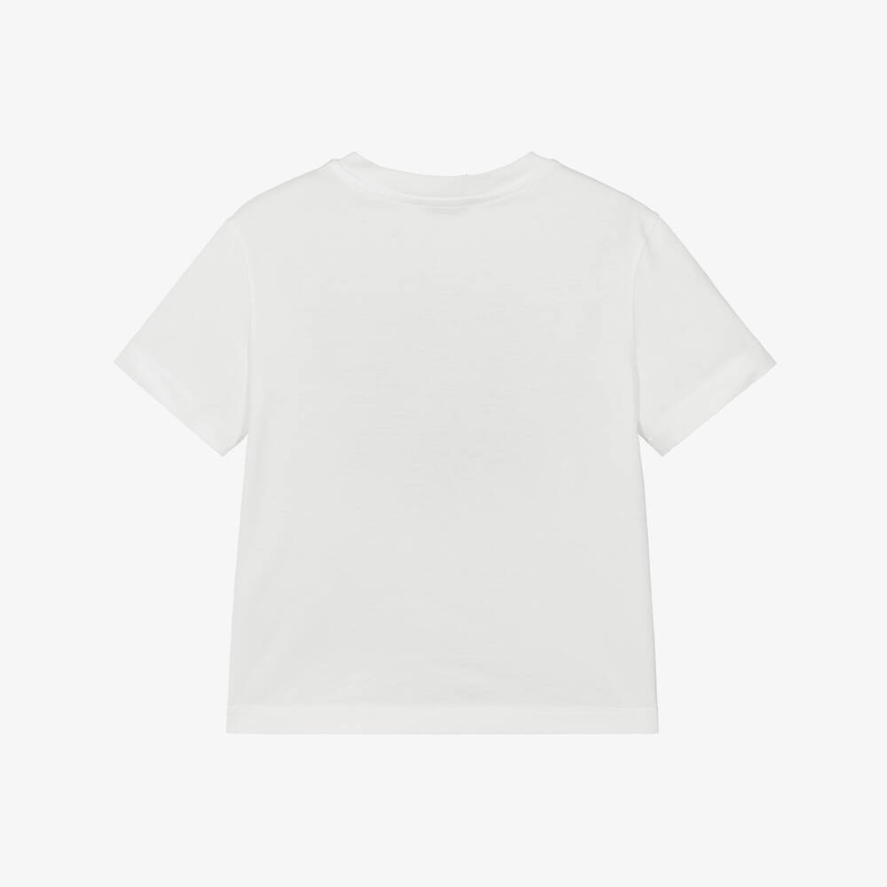 Dolce & Gabbana-Футболка белая хлопковая с вышитым логотипом из страз для девочек | Childrensalon